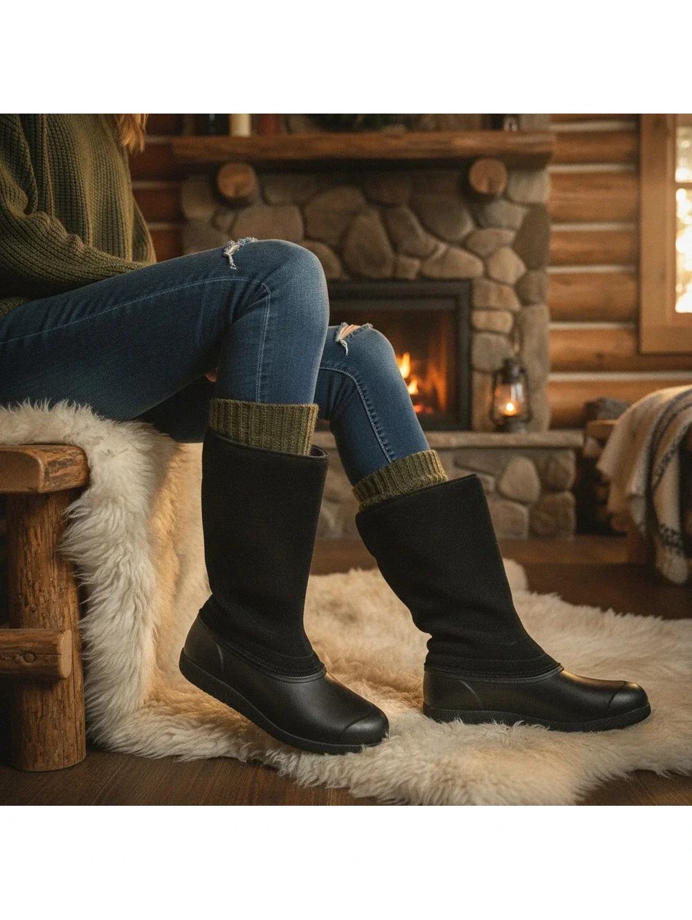 Vintage L.L. Bean Women’s Black Suede & Leather Pull-On Winter Boots